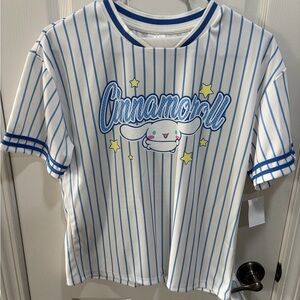 Hello Kitty White and Blue Striped T-Shirt